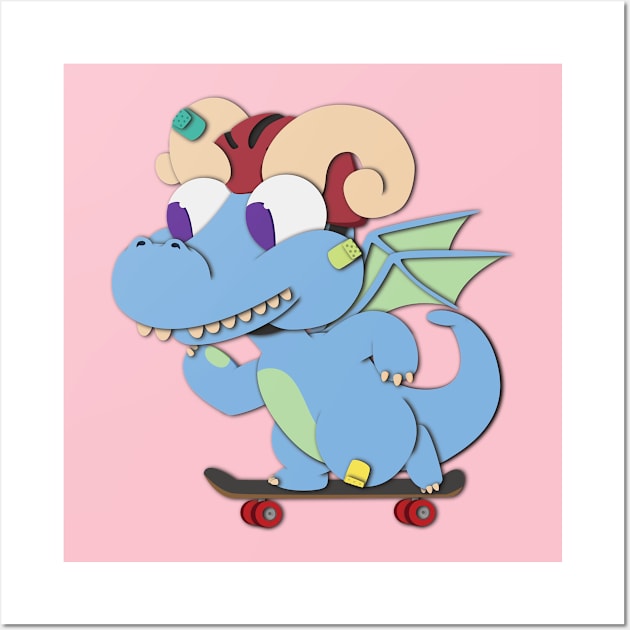 Skateboard Dragon Wall Art by PaperStingRay